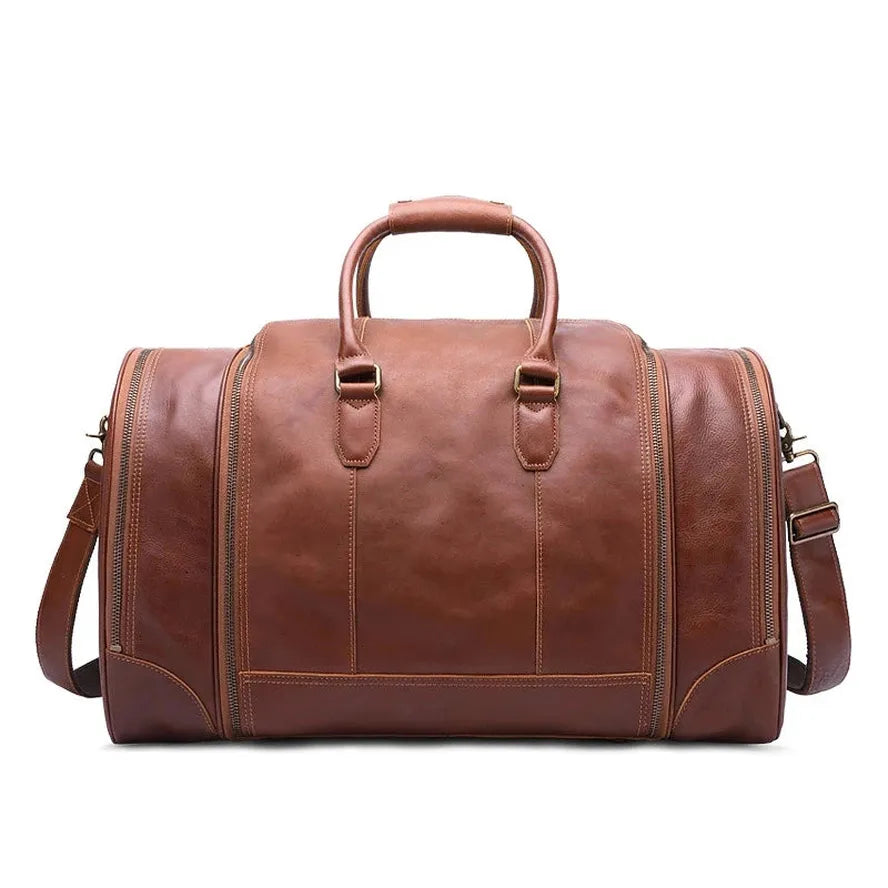 JMT-504650 Large Capacity Leather Travel Bag for Men - Retro Style Hand Luggage Messenger Bag