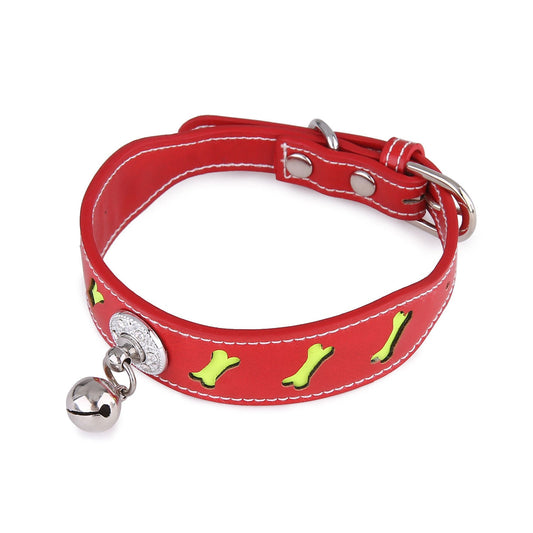 JMT-504778 Reflective Cartoon Bone Shape Pet Collar with Bell for Cats and Dogs - Adjustable Neck Circumference 25-32cm