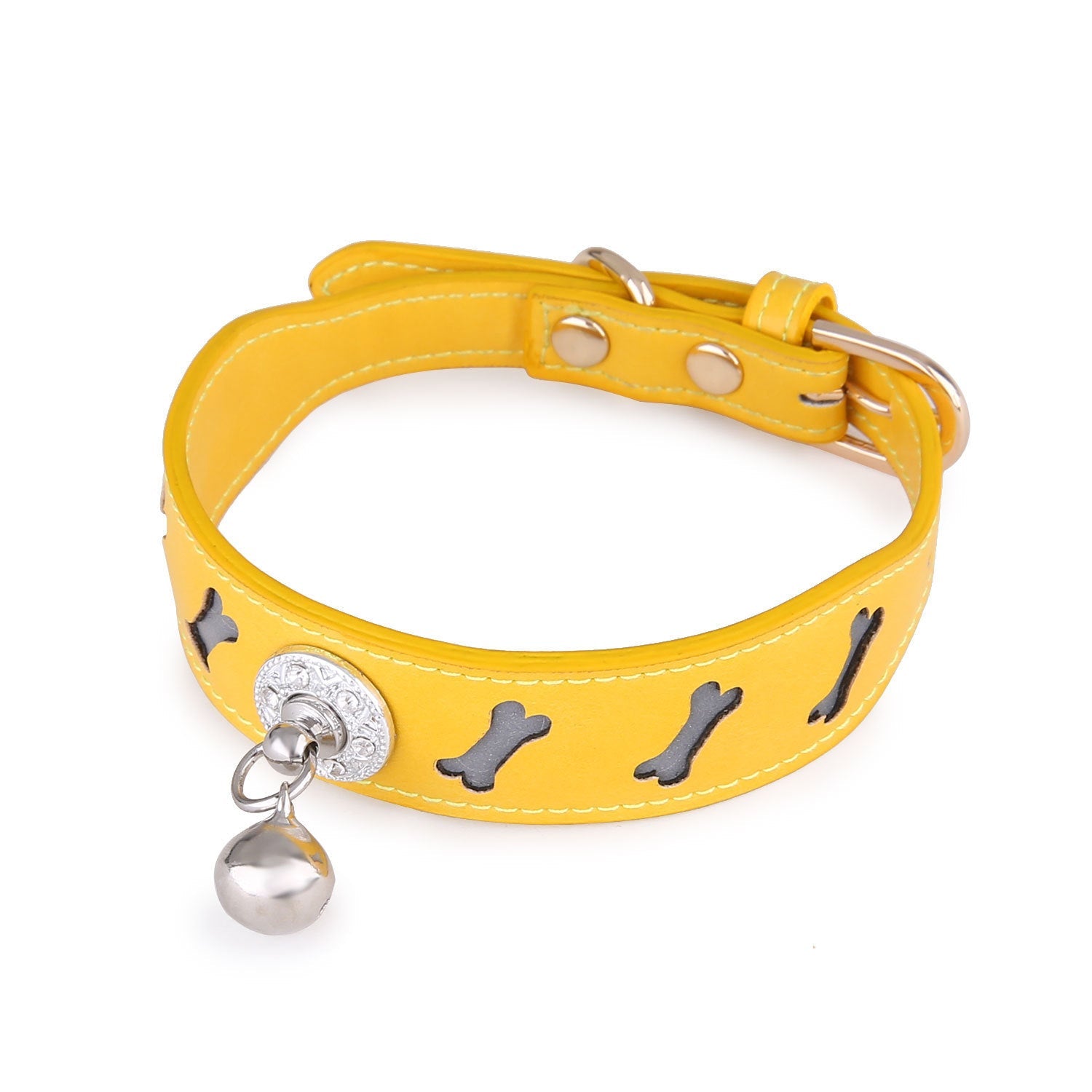 JMT-504778 Reflective Cartoon Bone Shape Pet Collar with Bell for Cats and Dogs - Adjustable Neck Circumference 25-32cm
