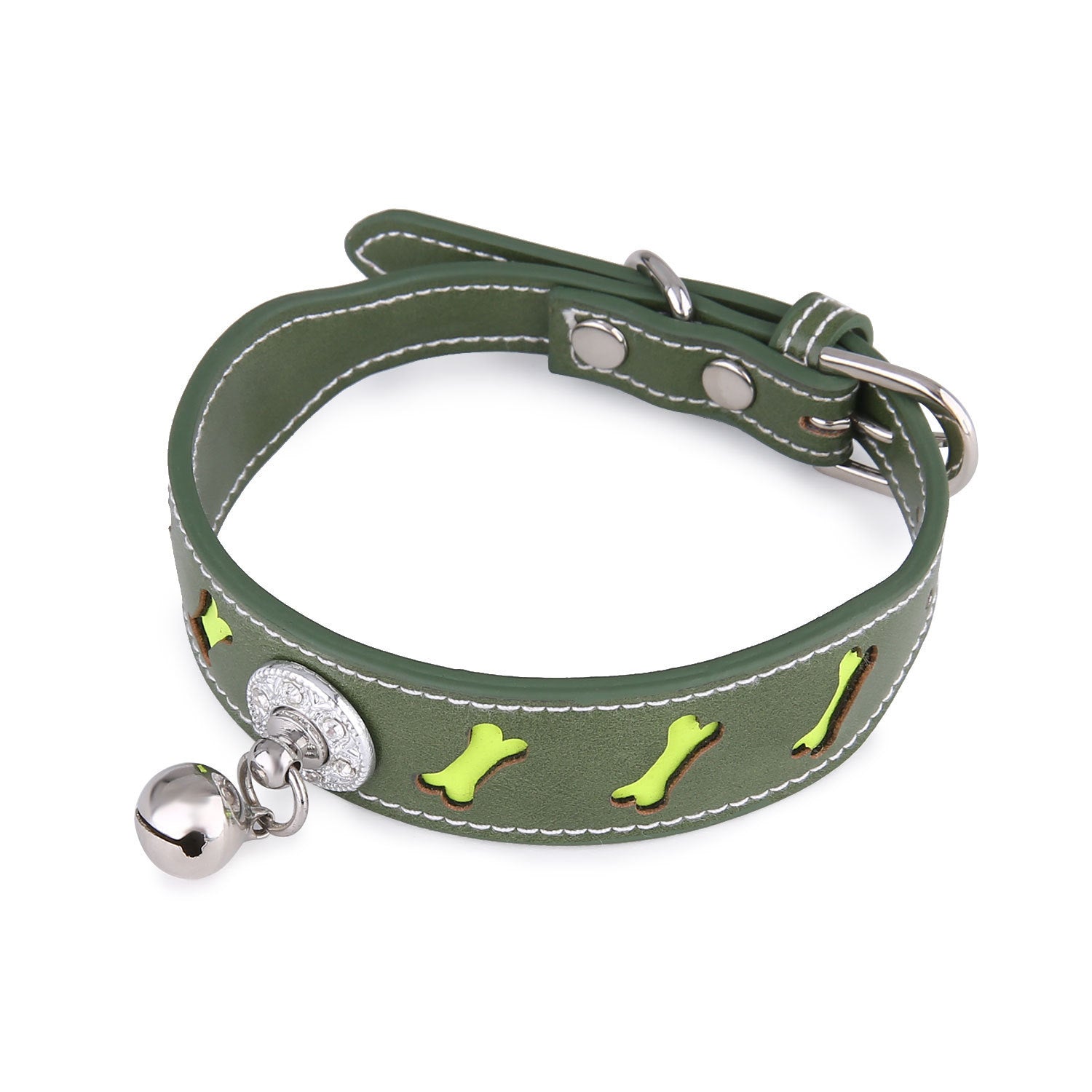 JMT-504778 Reflective Cartoon Bone Shape Pet Collar with Bell for Cats and Dogs - Adjustable Neck Circumference 25-32cm