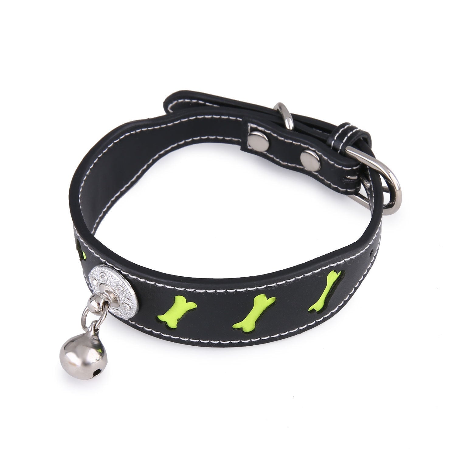 JMT-504778 Reflective Cartoon Bone Shape Pet Collar with Bell for Cats and Dogs - Adjustable Neck Circumference 25-32cm