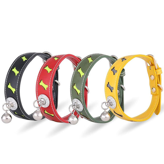 JMT-504778 Reflective Cartoon Bone Shape Pet Collar with Bell for Cats and Dogs - Adjustable Neck Circumference 25-32cm