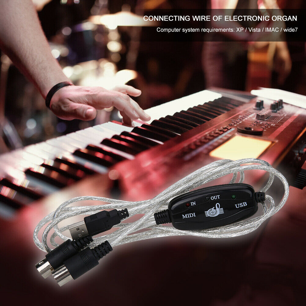 JMT-504906 USB to MIDI Keyboard Adapter Cable for Computer Music Editing - 2m Length