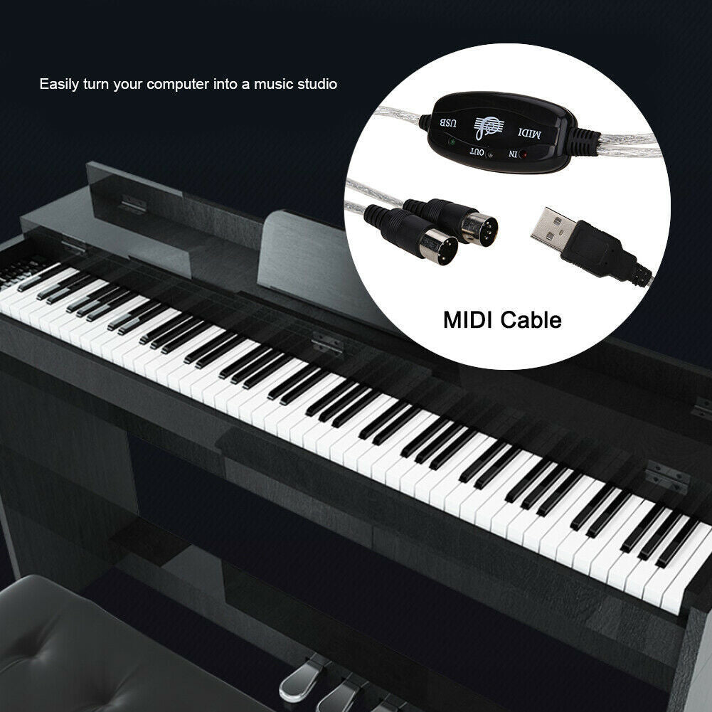JMT-504906 USB to MIDI Keyboard Adapter Cable for Computer Music Editing - 2m Length