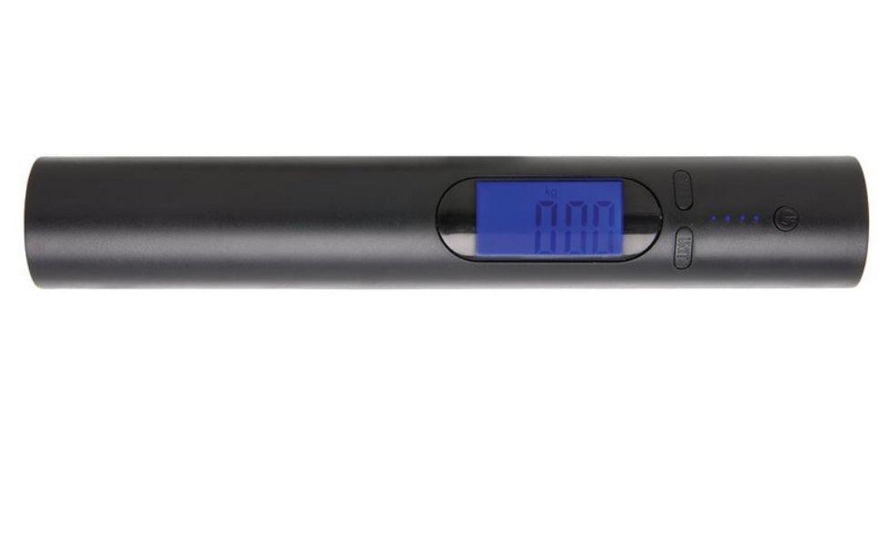 JMT-505290 Portable USB Luggage Scale with Flashlight, 50kg Capacity, Blue Backlit LCD Display