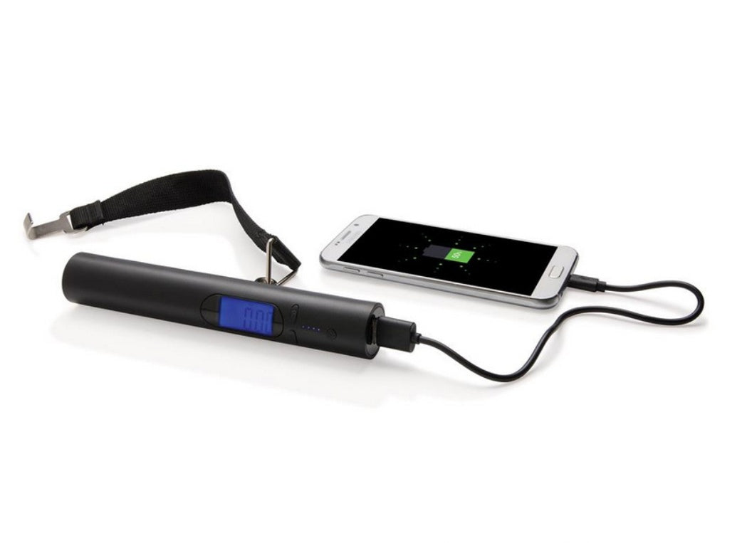JMT-505290 Portable USB Luggage Scale with Flashlight, 50kg Capacity, Blue Backlit LCD Display