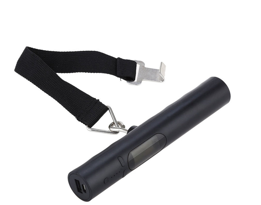 JMT-505290 Portable USB Luggage Scale with Flashlight, 50kg Capacity, Blue Backlit LCD Display