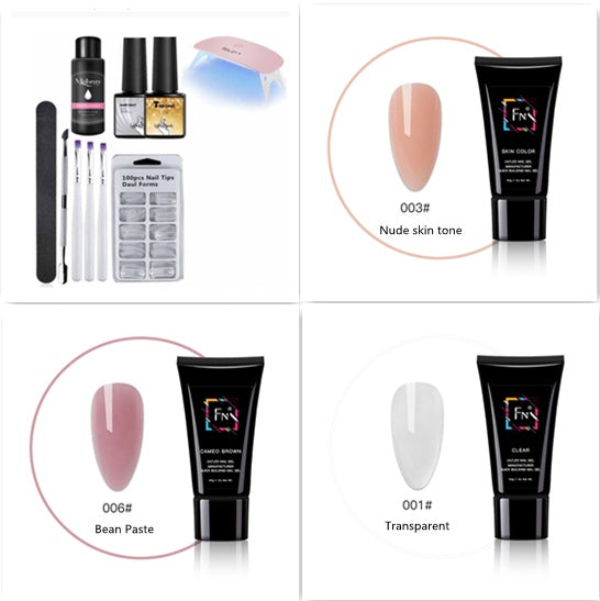 JMT-505418 Milky and Pink Polygel Nail Kit with Fast Crystal Extension Glue - 30ml, Lasts 45 Days