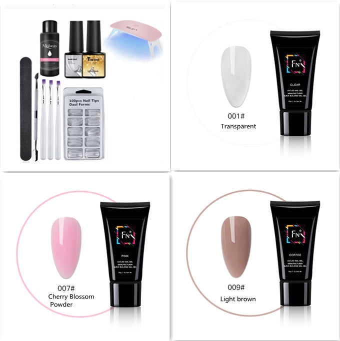 JMT-505418 Milky and Pink Polygel Nail Kit with Fast Crystal Extension Glue - 30ml, Lasts 45 Days