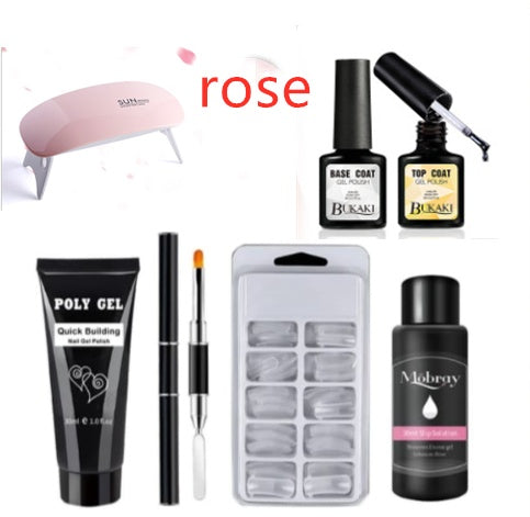 JMT-505418 Milky and Pink Polygel Nail Kit with Fast Crystal Extension Glue - 30ml, Lasts 45 Days