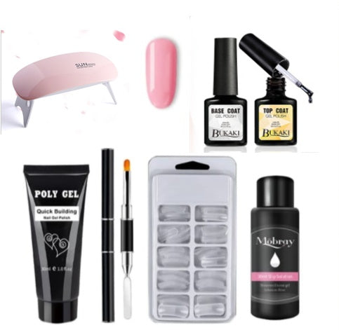 JMT-505418 Milky and Pink Polygel Nail Kit with Fast Crystal Extension Glue - 30ml, Lasts 45 Days