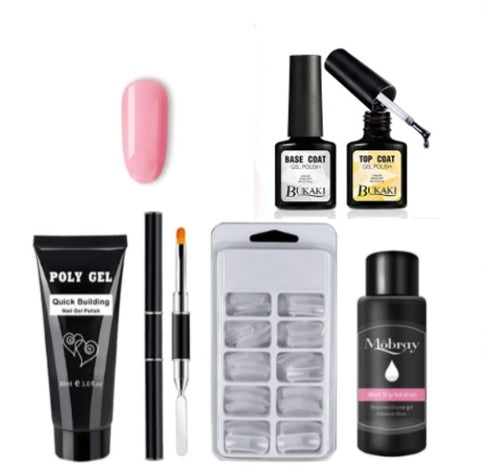 JMT-505418 Milky and Pink Polygel Nail Kit with Fast Crystal Extension Glue - 30ml, Lasts 45 Days
