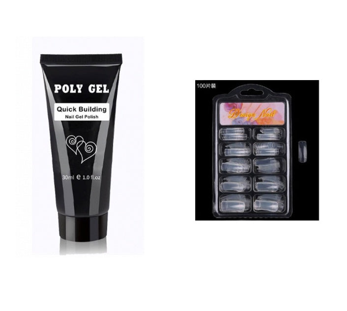 JMT-505418 Milky and Pink Polygel Nail Kit with Fast Crystal Extension Glue - 30ml, Lasts 45 Days