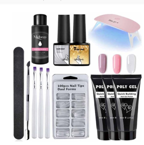 JMT-505418 Milky and Pink Polygel Nail Kit with Fast Crystal Extension Glue - 30ml, Lasts 45 Days