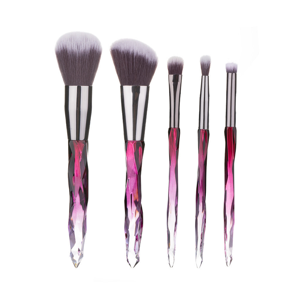 JMT-505546 Crystal Diamond Makeup Brush Set with Long Plastic Handles - 10 Nylon Brushes