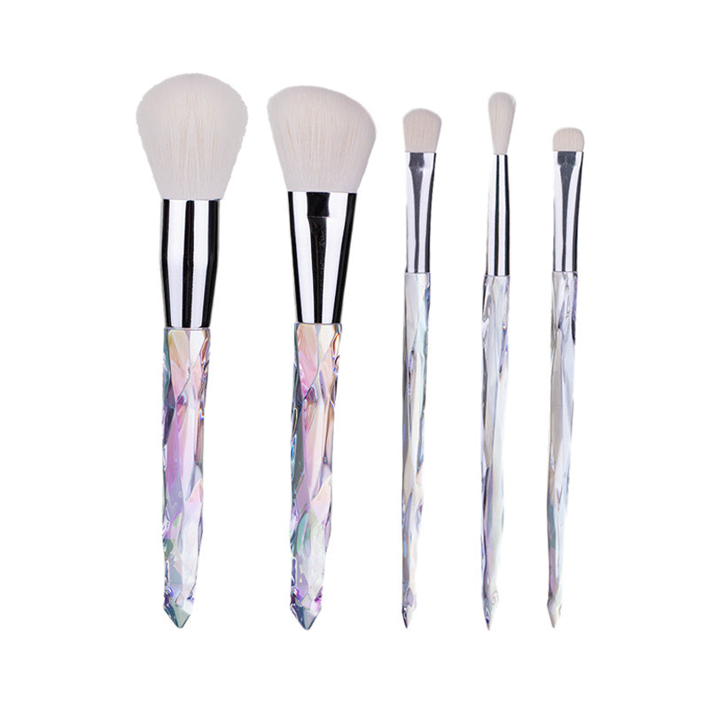 JMT-505546 Crystal Diamond Makeup Brush Set with Long Plastic Handles - 10 Nylon Brushes