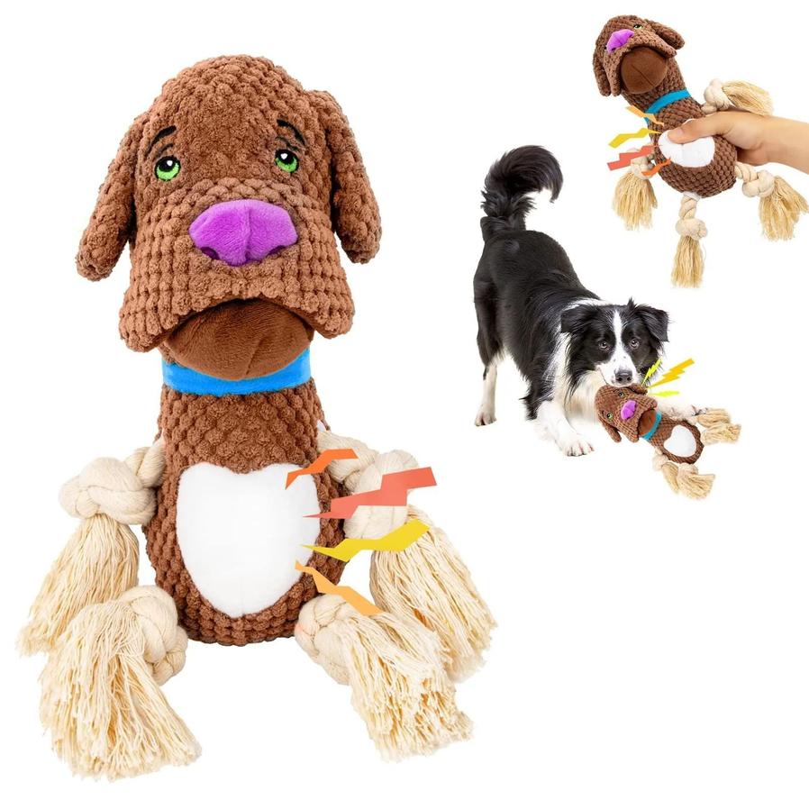 JMT-506250 Interactive Bite-Resistant Plush Dog Toy with Squeaker for All Breeds
