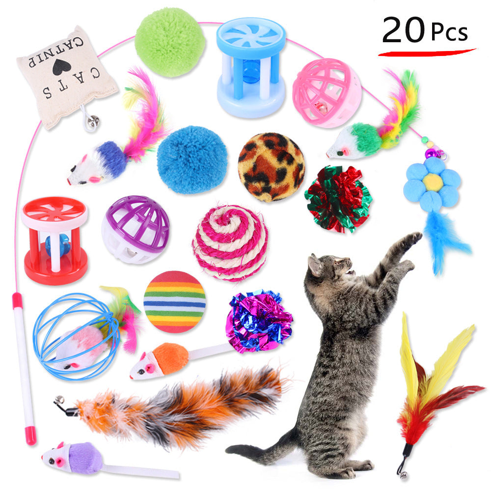 JMT-506570 Plush Cat Toy Set with Interactive Sticks and Mice for Engaging Playtime