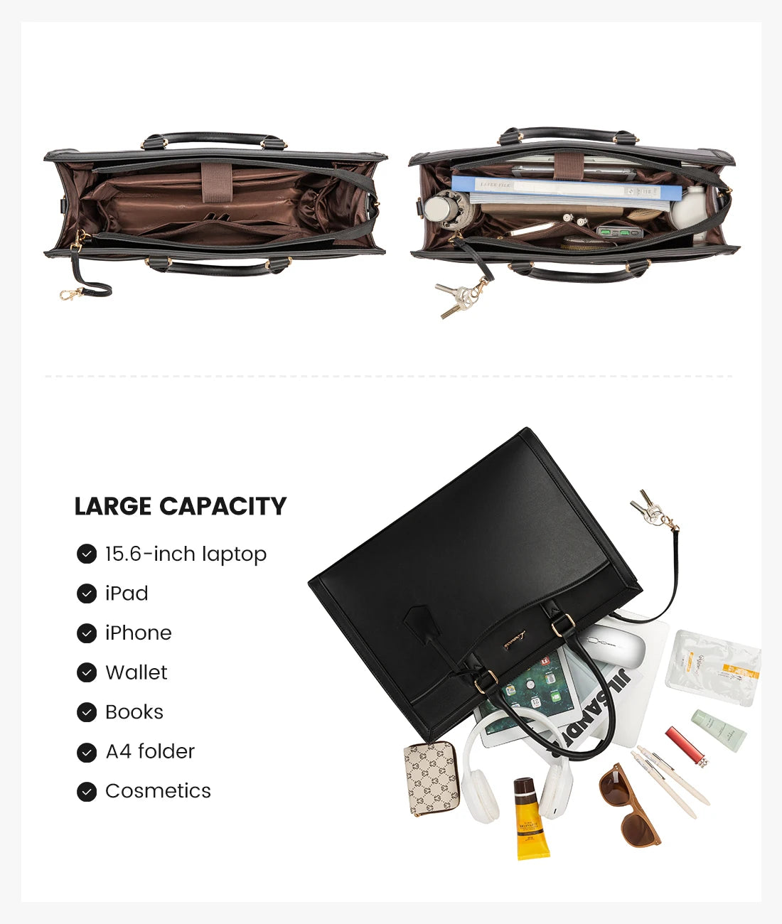 JMT-507146 Stylish Laptop Handbag for Women - Leather Tote with Dedicated Laptop Compartment