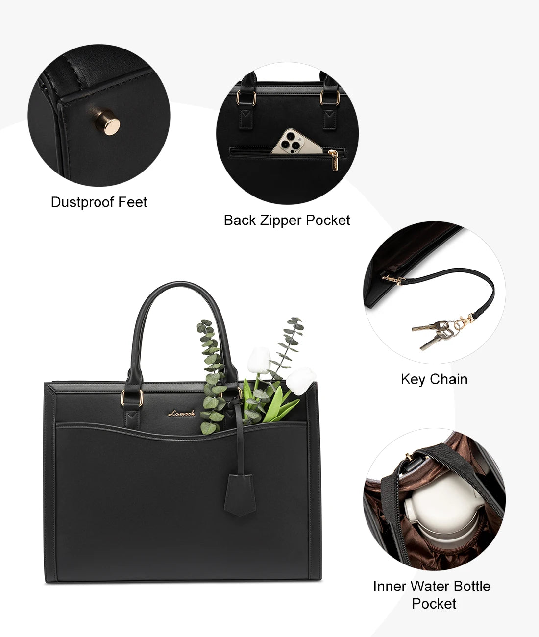 JMT-507146 Stylish Laptop Handbag for Women - Leather Tote with Dedicated Laptop Compartment