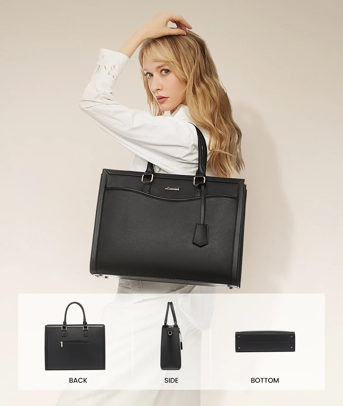 JMT-507146 Stylish Laptop Handbag for Women - Leather Tote with Dedicated Laptop Compartment