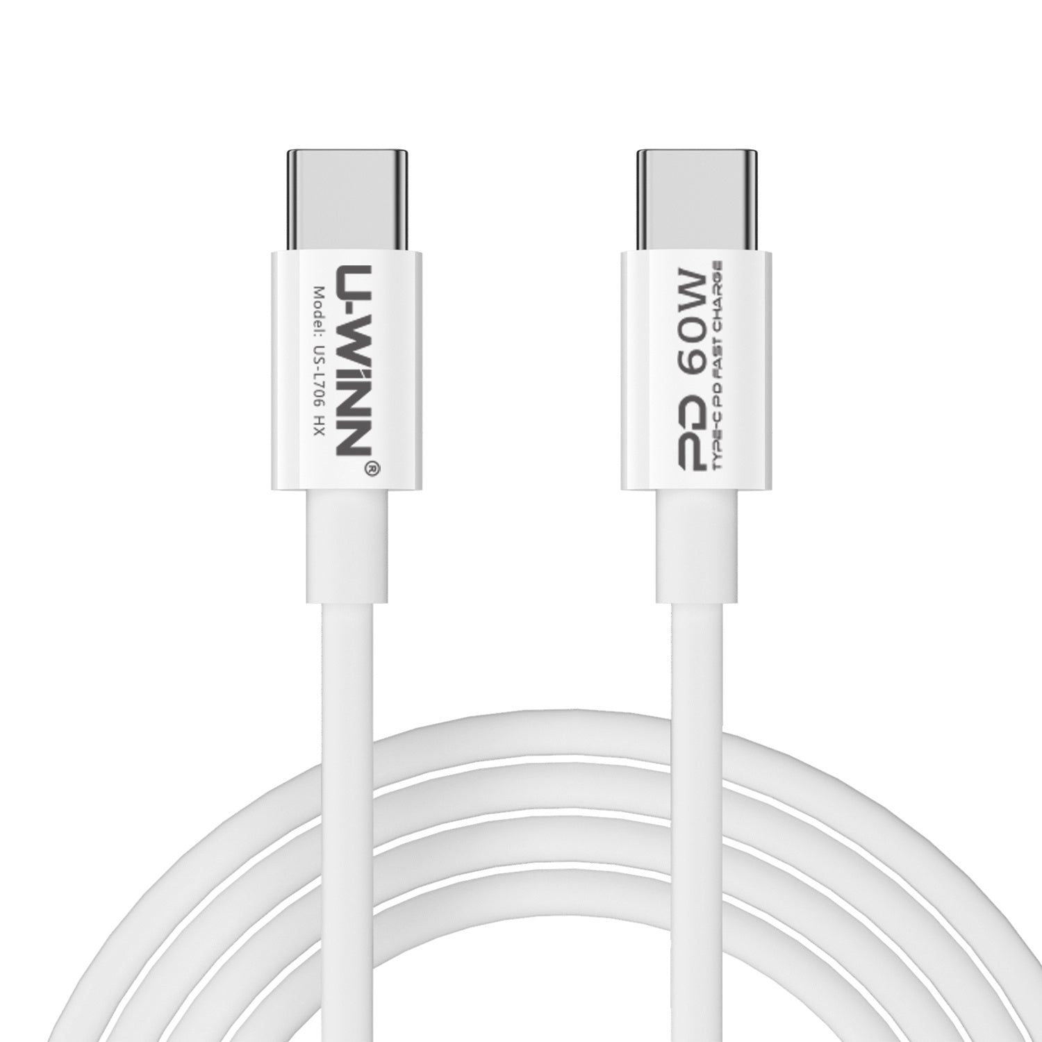 JMT-507594 USB-C to USB-C Cable, 1M Length, 60W Power Delivery, Data Transfer Speed of 480 Mbps, PVC Material