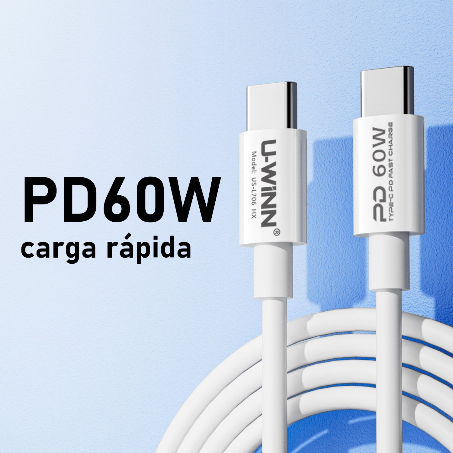 JMT-507594 USB-C to USB-C Cable, 1M Length, 60W Power Delivery, Data Transfer Speed of 480 Mbps, PVC Material