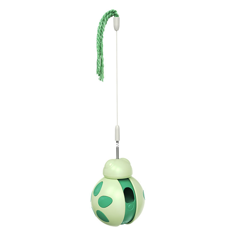 JMT-507722 Morandi Green and Pink Plastic Cat Toy for Food Leakage Prevention and Playtime Fun