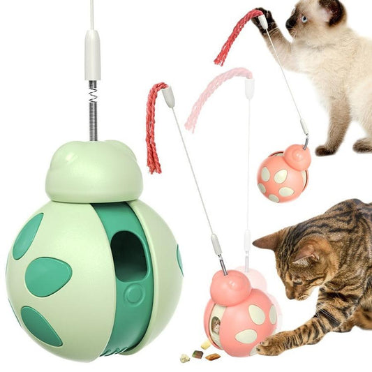 JMT-507722 Morandi Green and Pink Plastic Cat Toy for Food Leakage Prevention and Playtime Fun