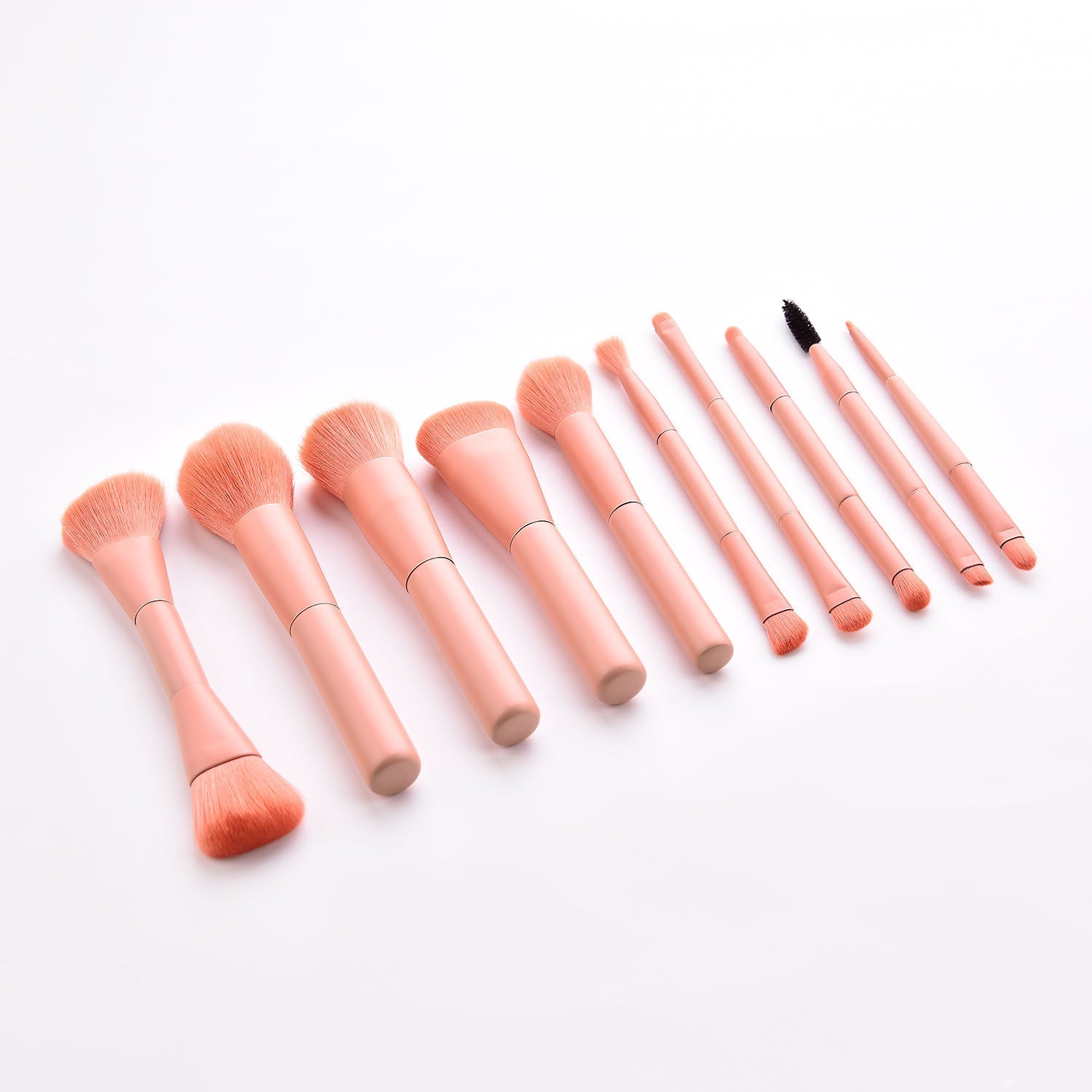 JMT-507850 10-Piece Portable Makeup Brush Set with Nylon Bristles and Wooden Handles