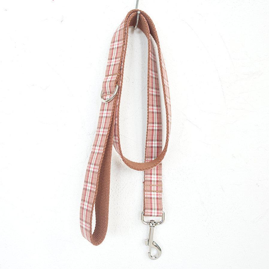 JMT-507914 Comfortable Orange Plaid Dog Leash – Soft Polyester Traction Belt for All Dog Sizes (XS-XL)