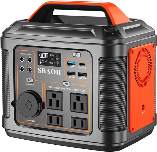 JMT-507914 Portable Power Station 300W 296Wh Lithium Backup Battery with Multiple Output Ports for Emergency and Outdoor Use