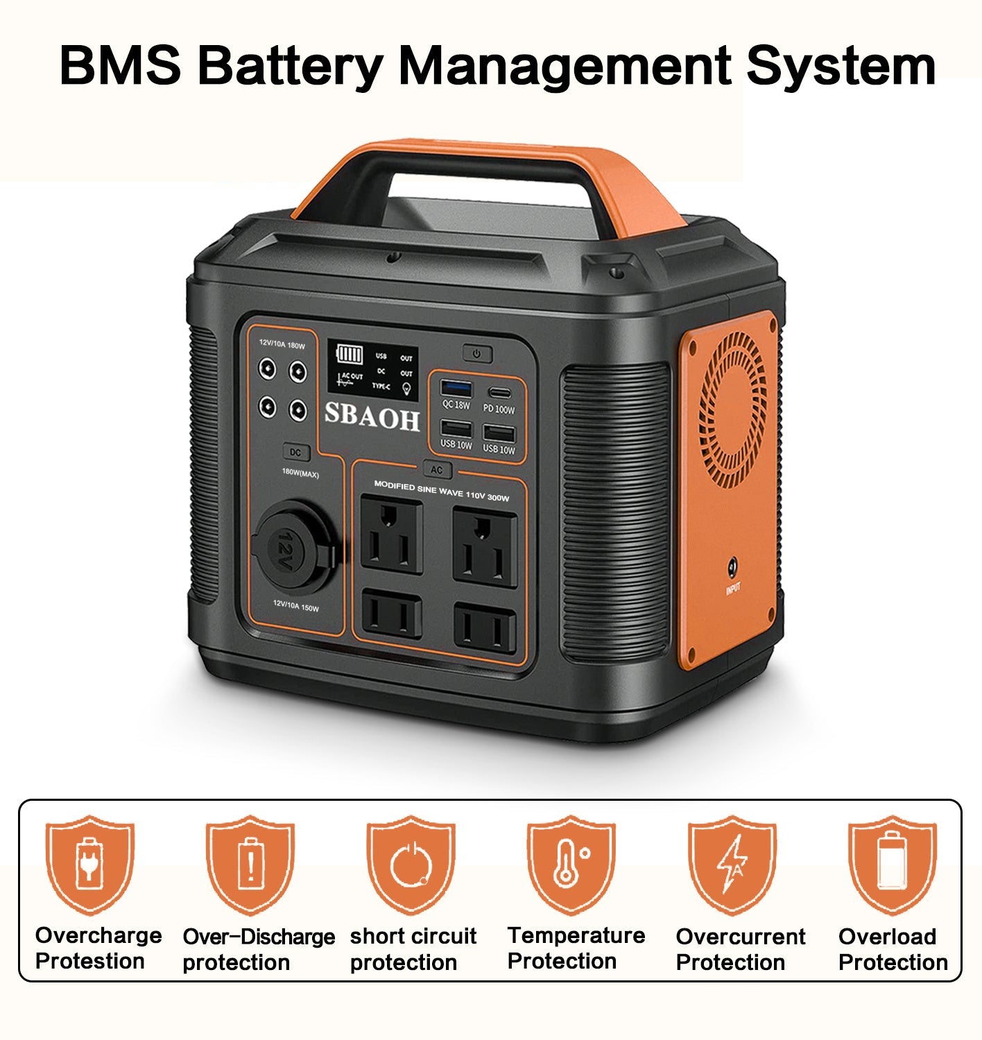 JMT-507914 Portable Power Station 300W 296Wh Lithium Backup Battery with Multiple Output Ports for Emergency and Outdoor Use