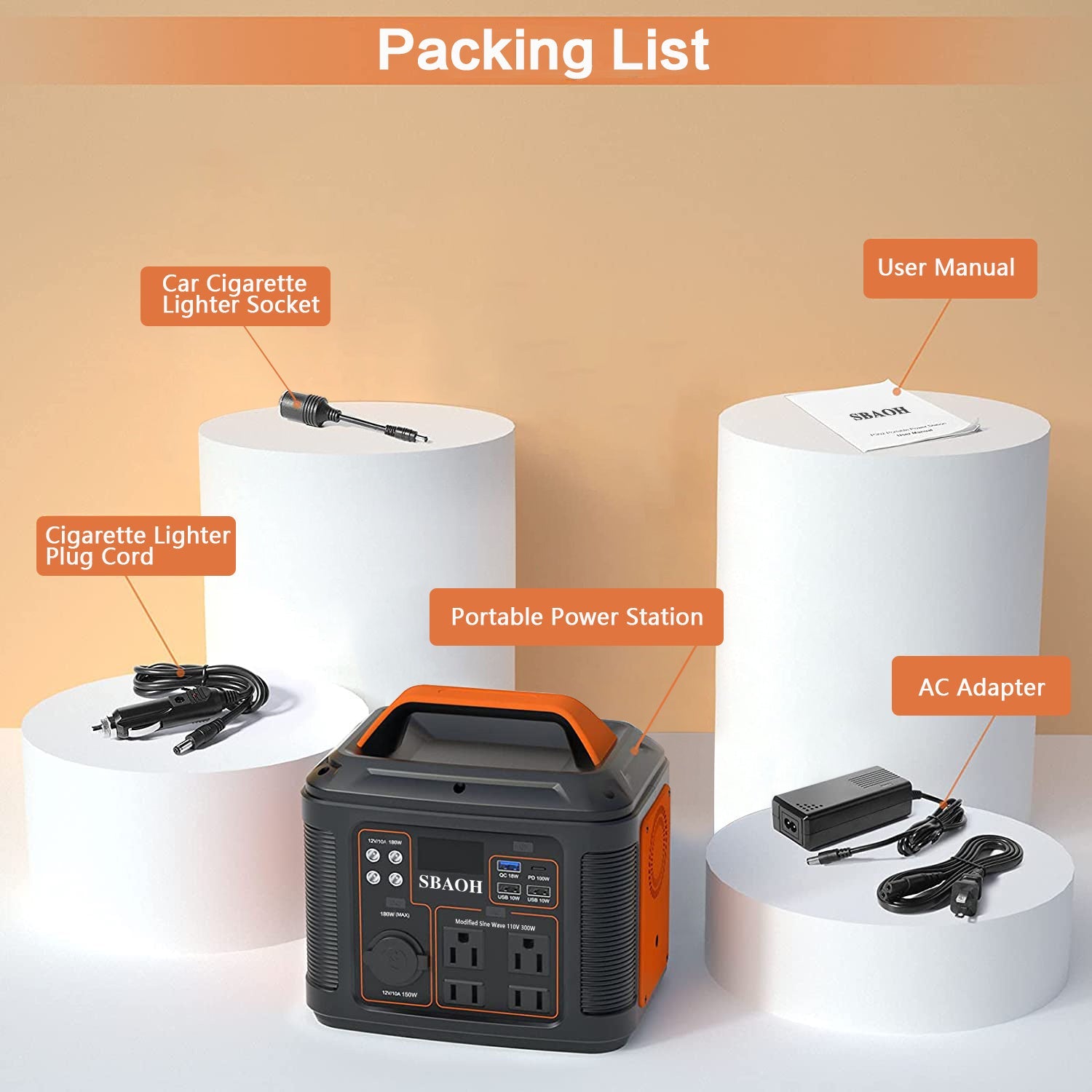 JMT-507914 Portable Power Station 300W 296Wh Lithium Backup Battery with Multiple Output Ports for Emergency and Outdoor Use
