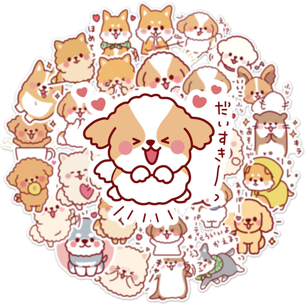 JMT-508042 Cute Dog Graffiti Stickers - 50 Adhesive PVC Cartoon Designs