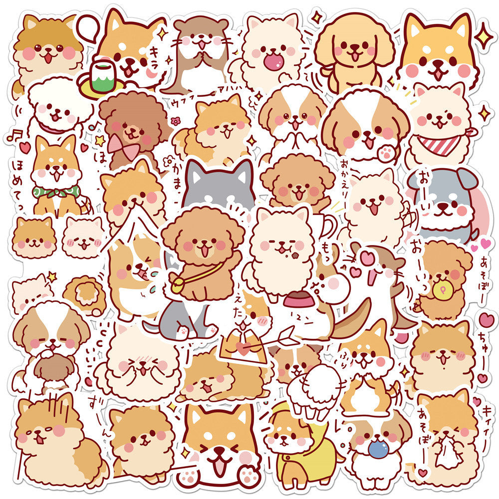 JMT-508042 Cute Dog Graffiti Stickers - 50 Adhesive PVC Cartoon Designs