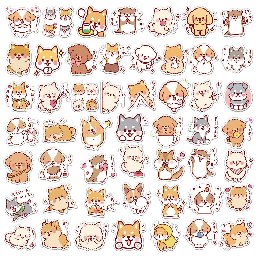 JMT-508042 Cute Dog Graffiti Stickers - 50 Adhesive PVC Cartoon Designs