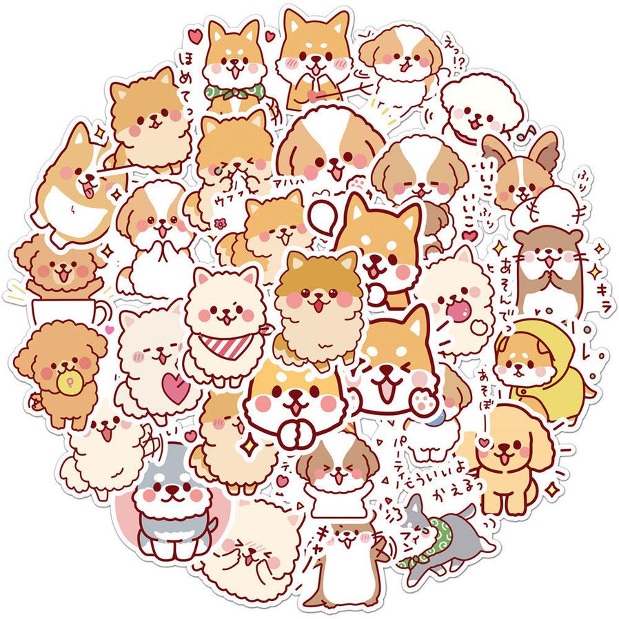 JMT-508042 Cute Dog Graffiti Stickers - 50 Adhesive PVC Cartoon Designs