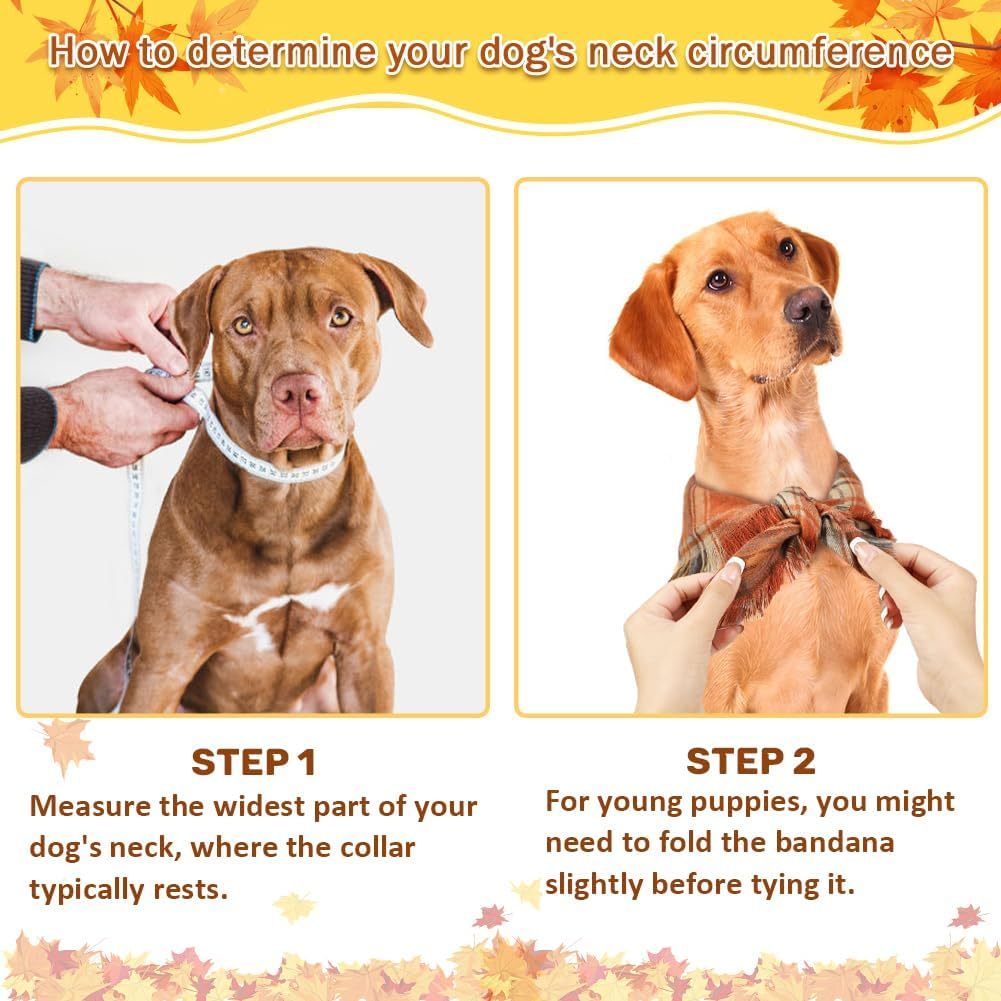 JMT-508042 Fall Plaid Triangle Dog Bandana with Tassel Edges for Thanksgiving and Everyday Wear