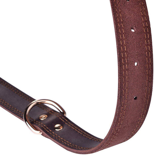 JMT-508234 Cowhide Leather Dog Collar - Available in Black and Light Brown, Multiple Sizes for Comfortable Fit