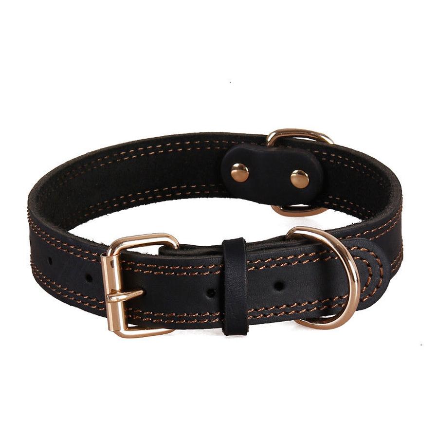 JMT-508234 Cowhide Leather Dog Collar - Available in Black and Light Brown, Multiple Sizes for Comfortable Fit