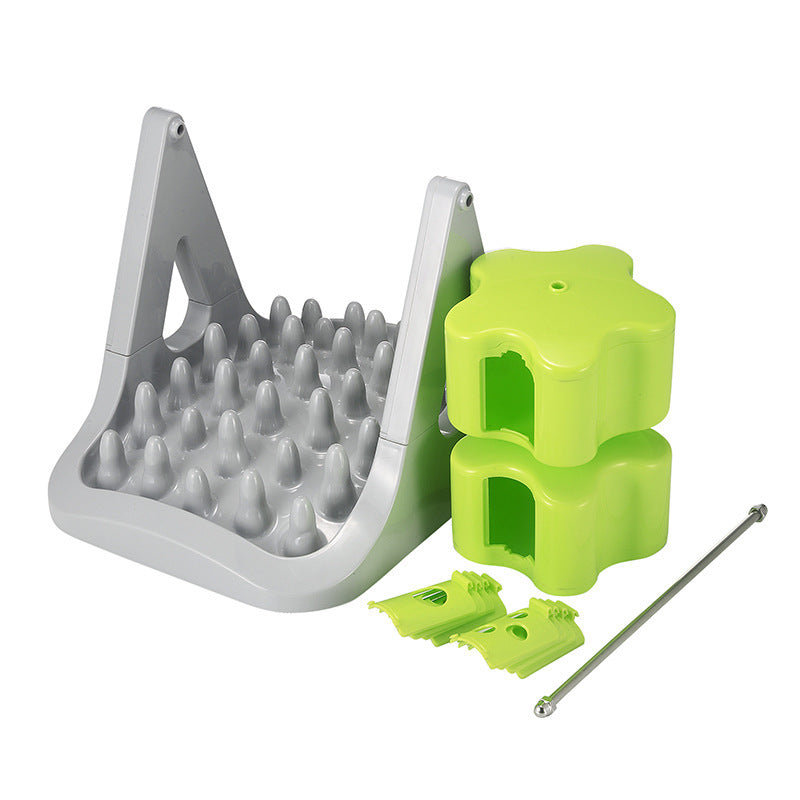 JMT-508554 Interactive Rotating Food Dispenser Toy for Dogs and Cats - Plastic Leaky Training Device in Grey and Green