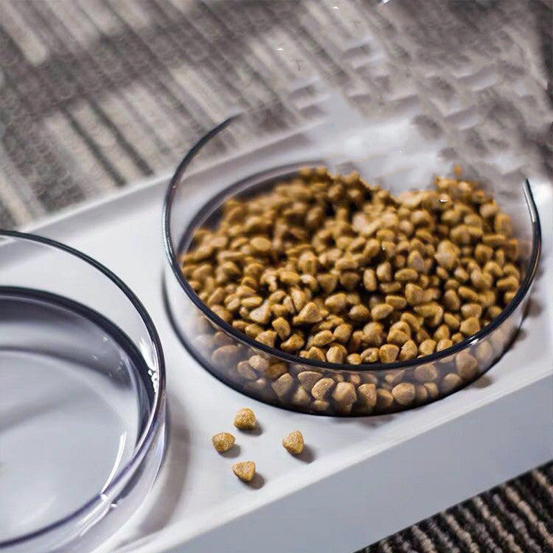 JMT-508746 Hexagonal Inclined Pet Bowl - Durable Plastic Feeding Dish in White, Blue, and Gray