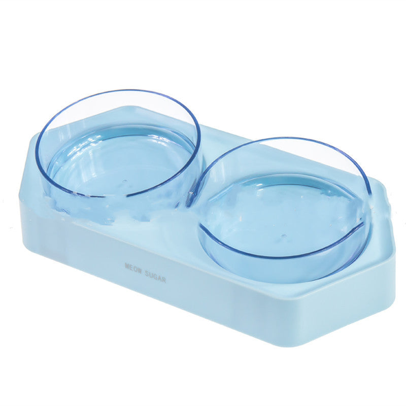 JMT-508746 Hexagonal Inclined Pet Bowl - Durable Plastic Feeding Dish in White, Blue, and Gray