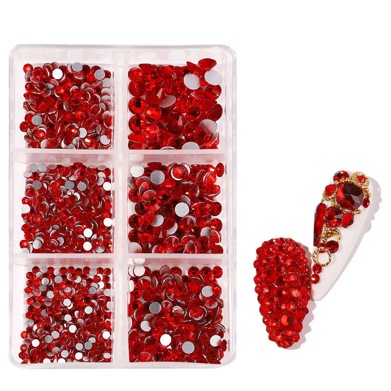 JMT-508874 Porcelain White 6-Compartment Rhinestone Nail Sticker Set
