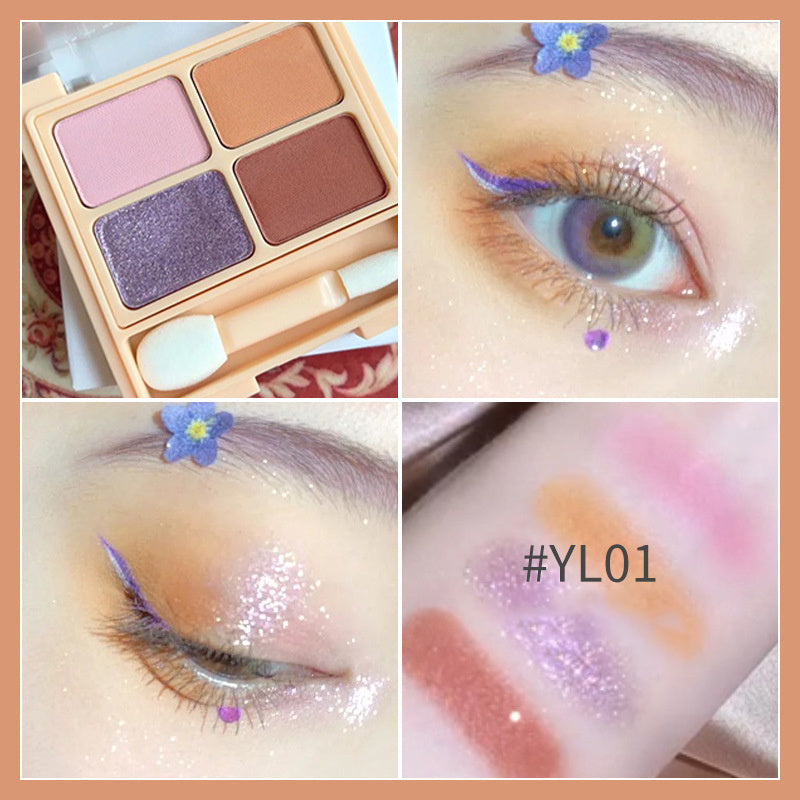 JMT-509002 Beginner-Friendly Four-Color Shiny Silk Eyeshadow Palette