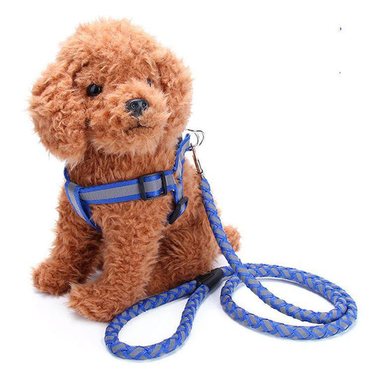 JMT-509066 Reflective Braided Pet Leash and Harness Set – Durable Nylon for Small to Medium Dogs, Available in Multiple Colors
