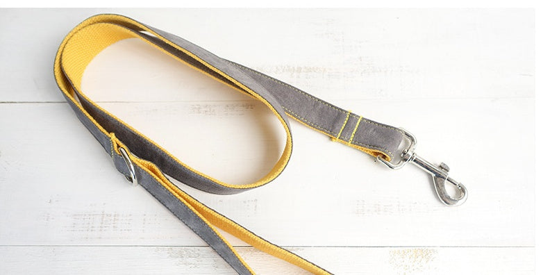 JMT-510218 Medium to Large Dog Traction Collar and Rope Set in Light Blue and Yellow