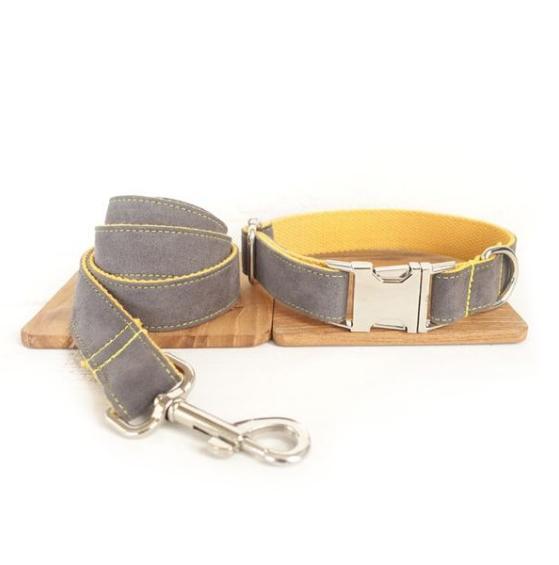 JMT-510218 Medium to Large Dog Traction Collar and Rope Set in Light Blue and Yellow