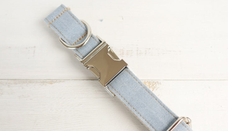 JMT-510218 Medium to Large Dog Traction Collar and Rope Set in Light Blue and Yellow